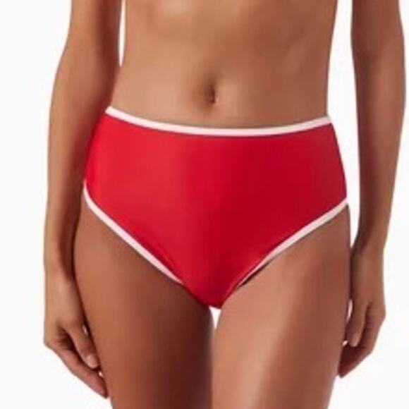 Free People Other - Its Now Cool Waisted Duo Bikini Briefs Stretch Nylon Red White Contrast Size 8